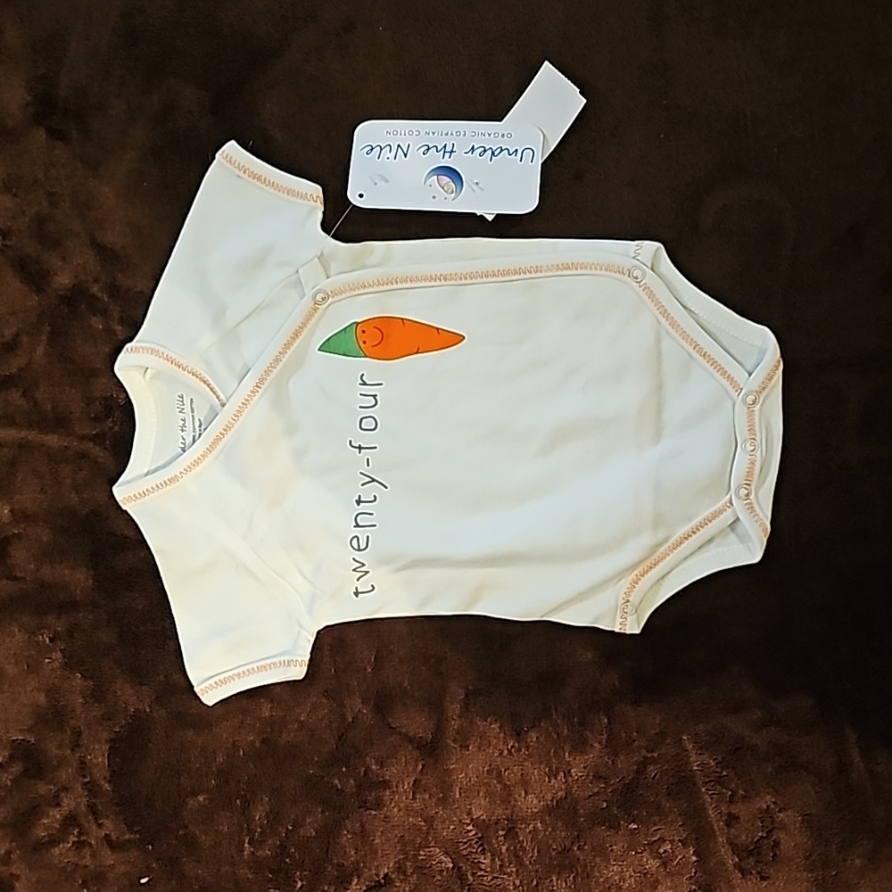NWT Under The Nile Onesie "Twenty Four Carrot"  organic cotton